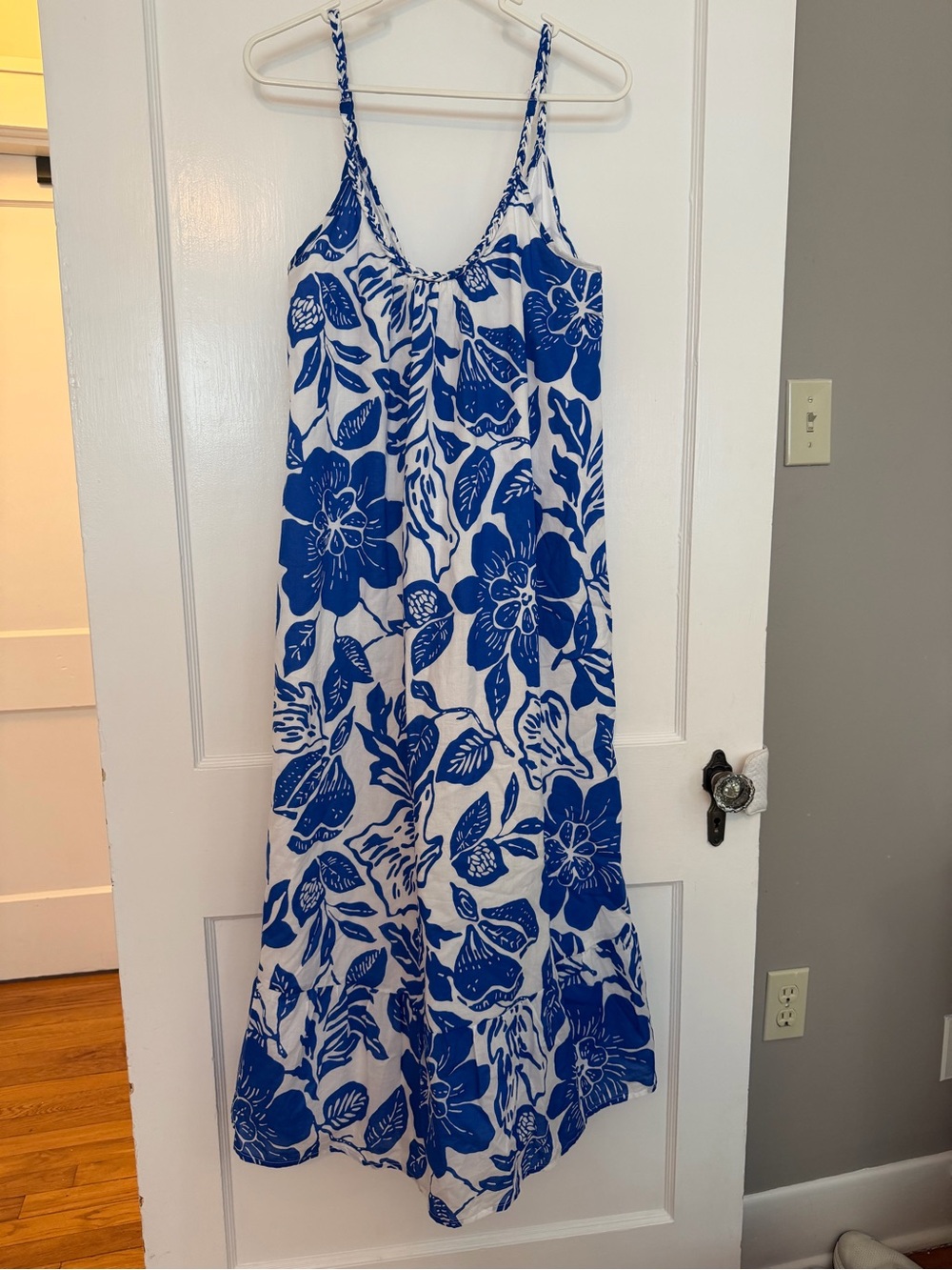 Sleeveless Blue Floral Maxi Dress